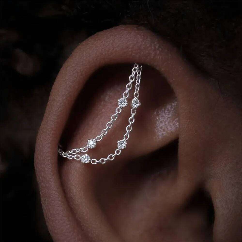 Aide 925 Sterling Silver Shiny Stone Earrings for Women Helix Flat back Stud Piercings DIY 18K Gold Charms Fine Jewelry 1pc