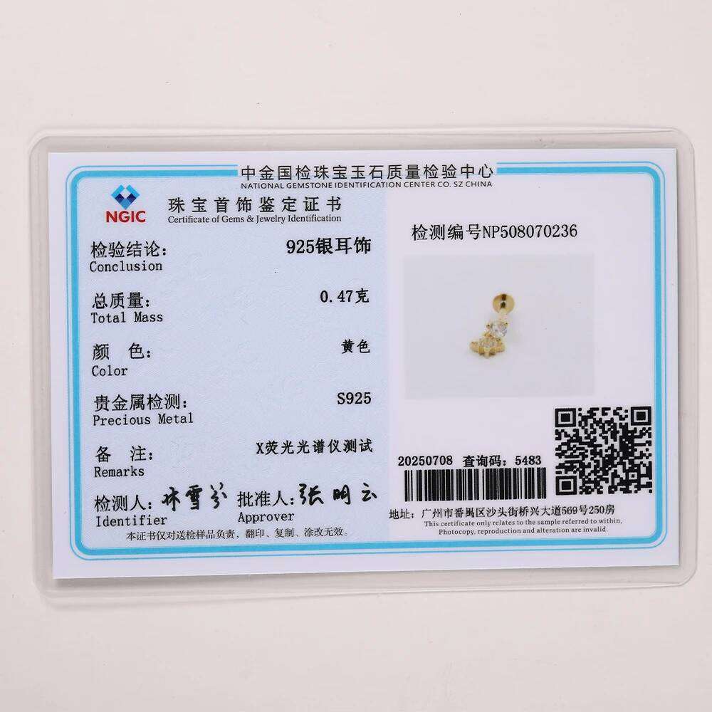 Aide Single 1pc 925 Sterling Silver Piercing Earrings Star Cubic Zirconia Pendant Stud Jewel for Women Wedding Party Bride Gifts