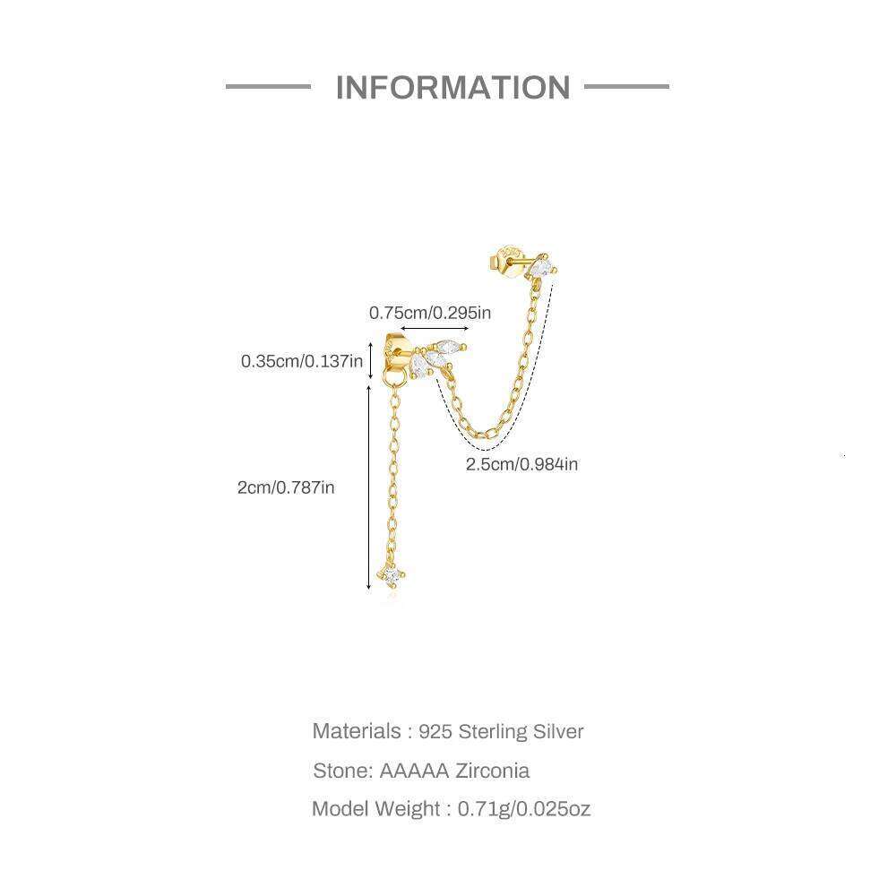 Aide 925 Sterling Silver Elegant Long Chain Tassel Drop For Women Shimmering Zircon Charm Threader Earrings Jewelry