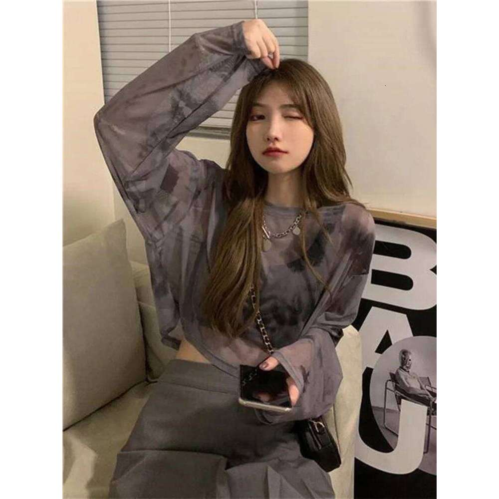 T-Shirts Women Tie Dye Casual Trendy Elegant Sun-proof Sexy Ladies Tees Teens Sheer Tops Summer Hot Selling Beach Simple Cozy