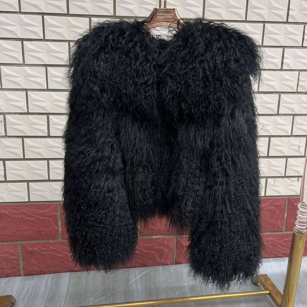 New Style Genuine 100% Mongolian Real Fur Large Collar Brow Jacket Women Winter Coat High-Quality Sheepskin Overcoat