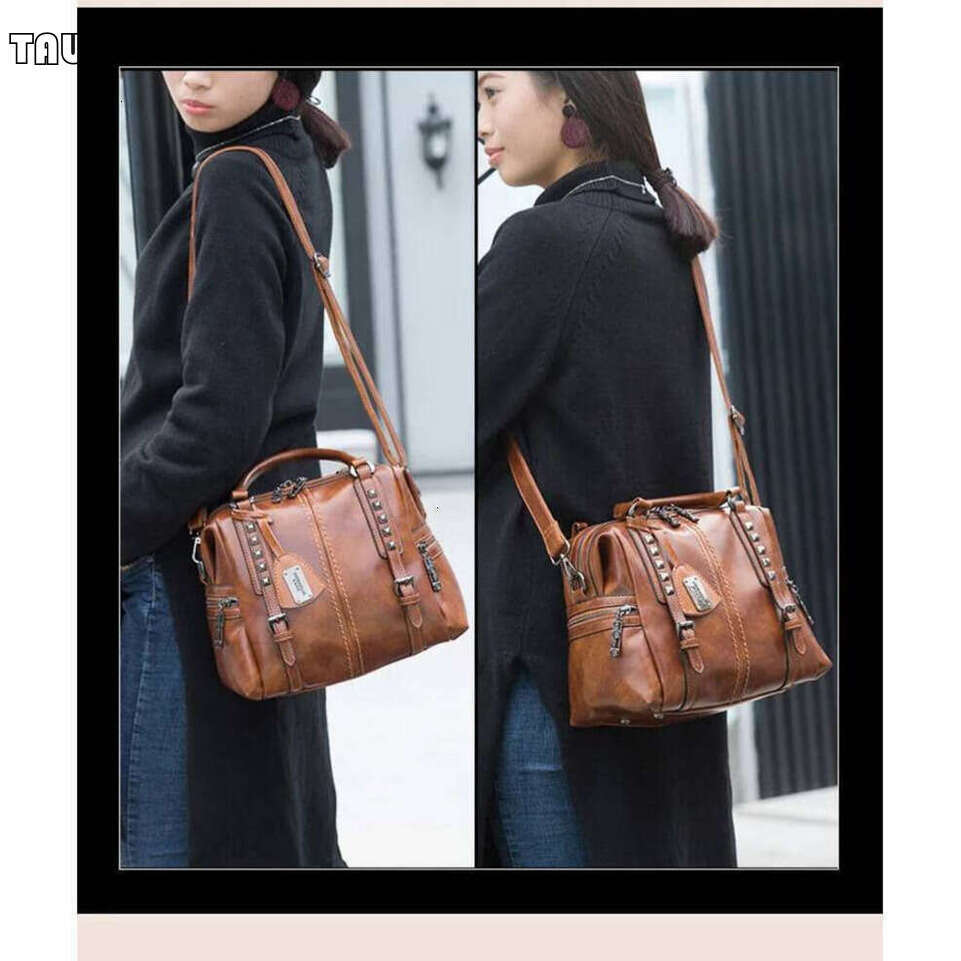 TAURUSCIAGA Women rivet Shoulder Messenger Bag Luxury Handbags Leather Crossbody Ladies Hand Bags for Woman Bolsa Feminina