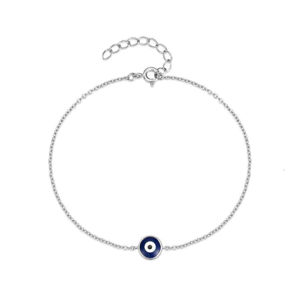 Aide 925 Sterling Silver Enamel Evil Eye Charm Bracelet For Women Minimalist Luxury Jewelry Adjustable Gold Chain Wedding Party