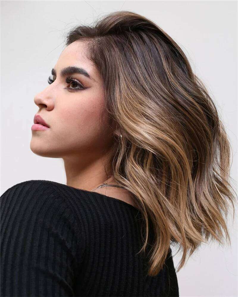 Synthetic Short wigs for women natural Look Balayage Brown Honey Blonde Highlights Bob Lace Front Wig Layered Cut Glueless wig