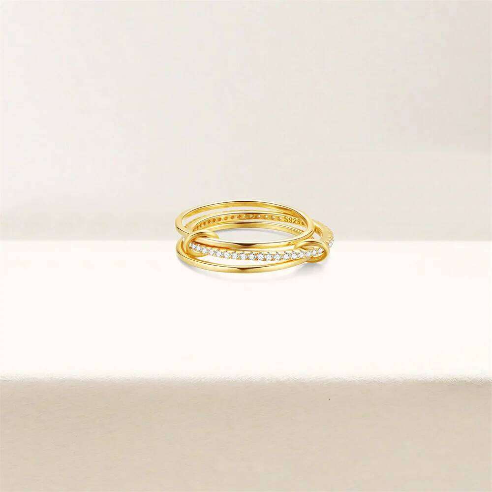 Aide 925 Sterling Silver Eternity Stacking for Women Mirco Zircon Light Luxury Finger Rings Fashion Jewelry Set