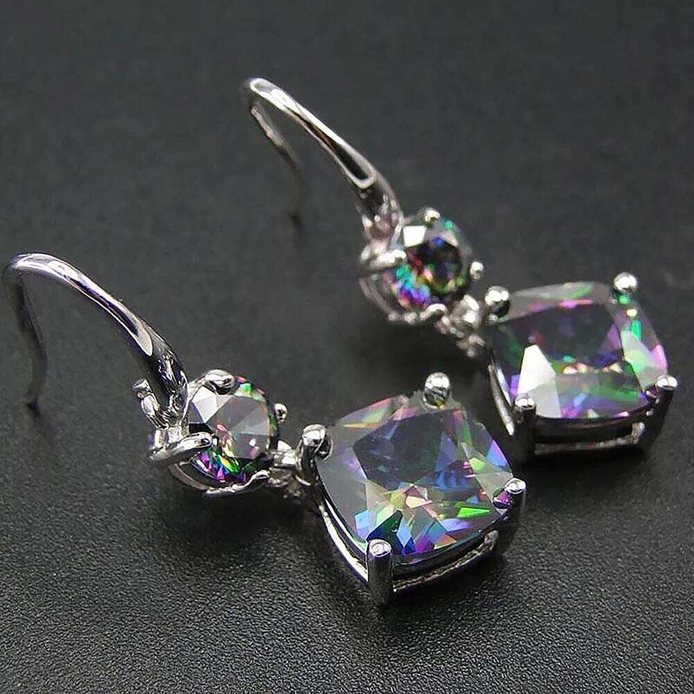 Huitan Multicolor Cubic Zirconia Women Drop Earrings Graceful Accessories for Evening Party Female Christmas Gift Luxury Jewelry