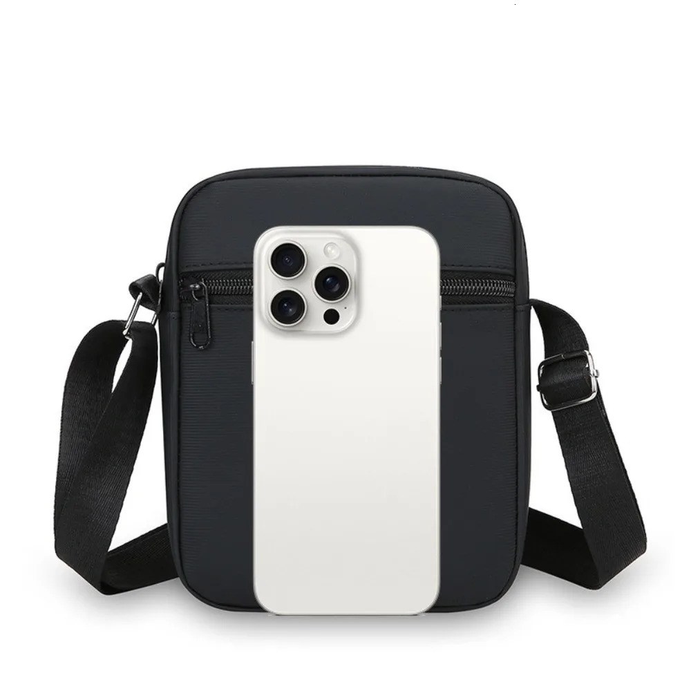 Fashion PU Shoulder Bag Waterproof Black Mobile Phone Bag Multiple Compartments Adjustable Mini Sports Bag for Men 251230