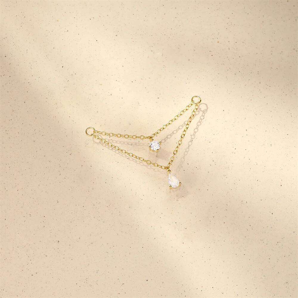 Aide S925 Sterling Silver Zircon Tassel Chain DIY Jewelry Star Teardrop Dangle Piercing Accessories for Layered Ear Looks