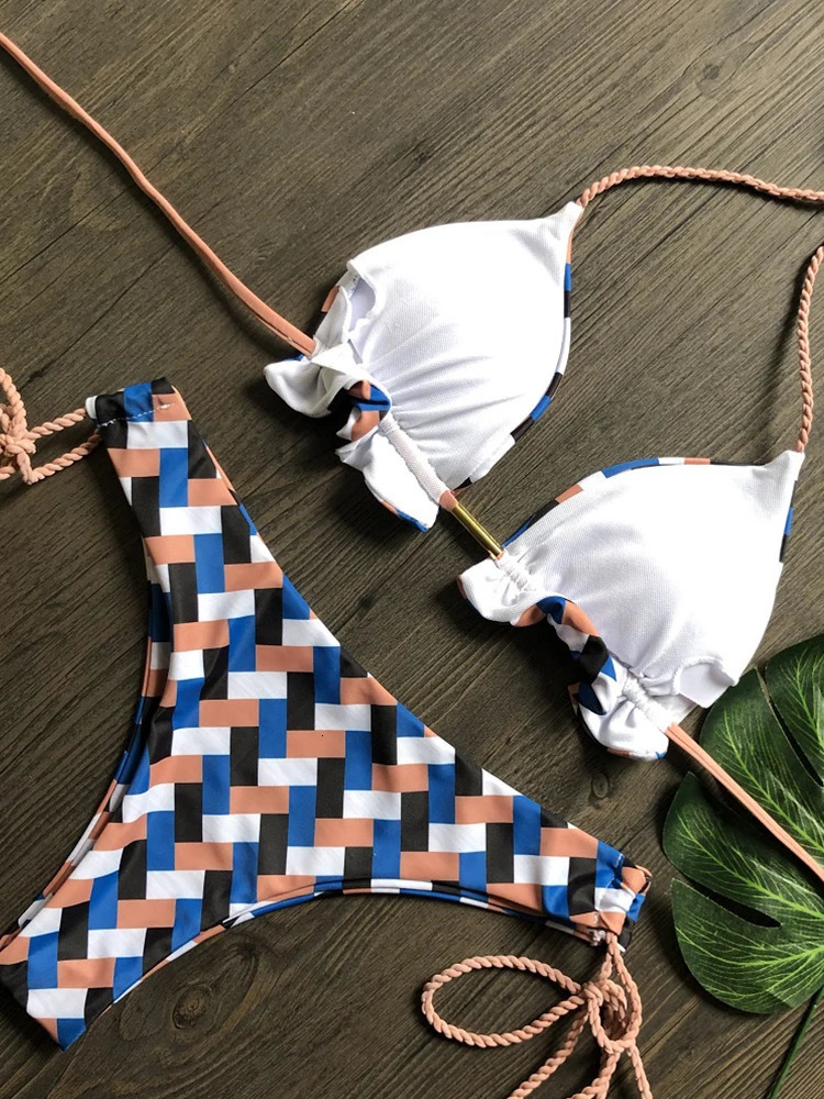 RUOTONGSEPT Striped Bikini Set Knotted Swimsuit Women Biquinis Beach Sexy Thong Swimwear Bandage Brazilian Mirco Bikinis 251231