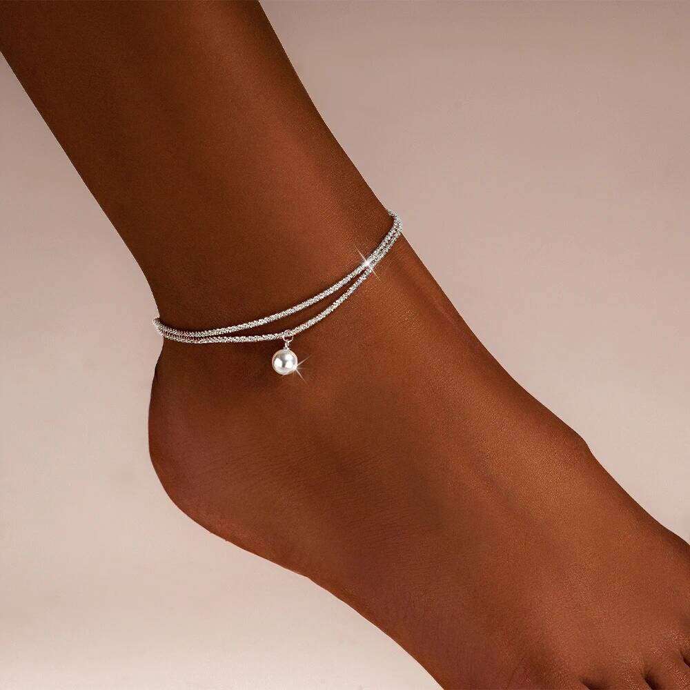 Aide 925 Sterling Silver Shiny Zirconia Anklets Bling Chain For Women High Quality Elegant Jewelry Beach Party Summer Gift