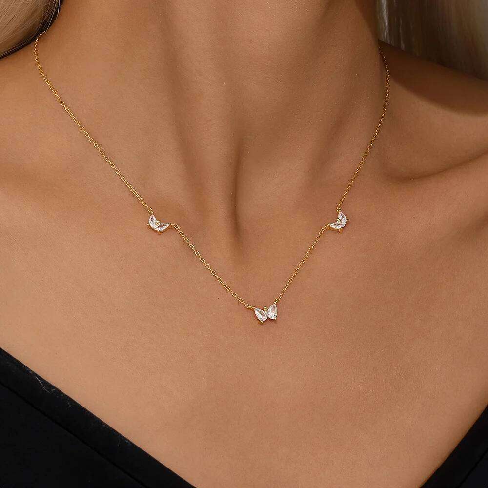 Aide 925 Sterling Silver Delicate Necklace Sparkling Zircon Chokers Clavicle for Women Valentine's Day Jewelry collares