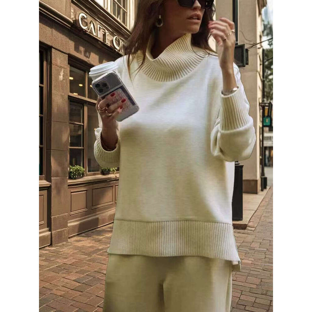 26 In Stock Cross-Border Hot Sale Spring New Solid Color Round Neck Loose Casual Sweatshirt Set