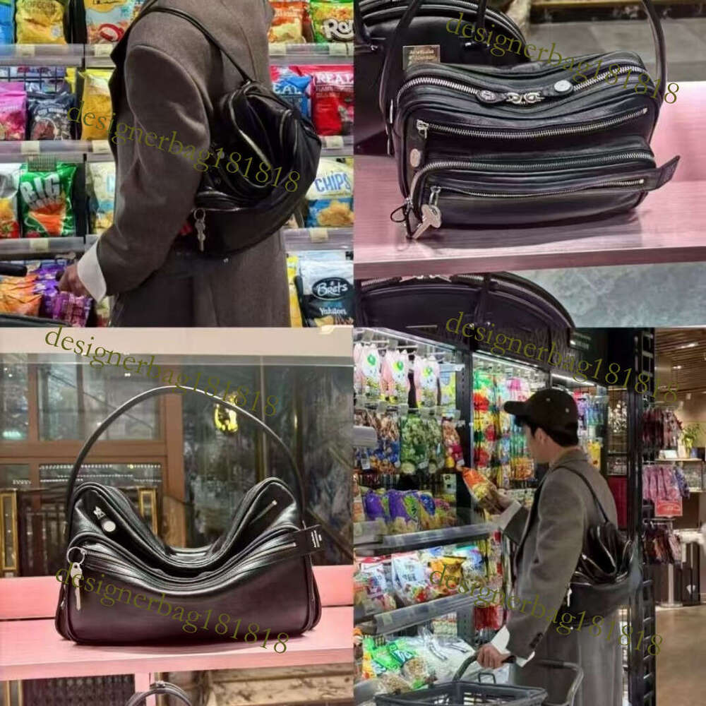 designer bag Ins Celebrity Style Genuine Leather Zipper Multi-Pocket Handbag Trendy Fashion Large Capacity Shoulder Crossbody Bag