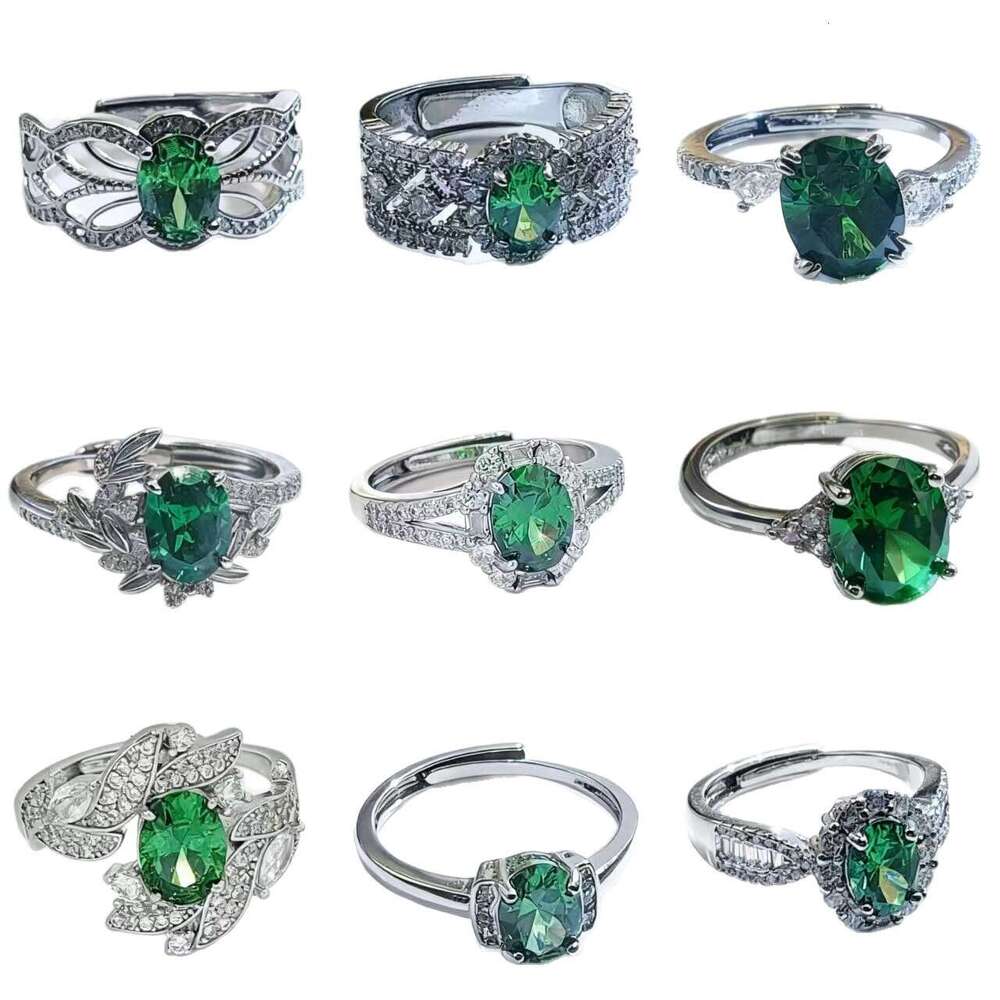 Vintage Ring Women Men Imitation Natural Emerald Open Womens Fashion Ring Versatile Green Zircon Colorful Gemstone Ring Jewelry