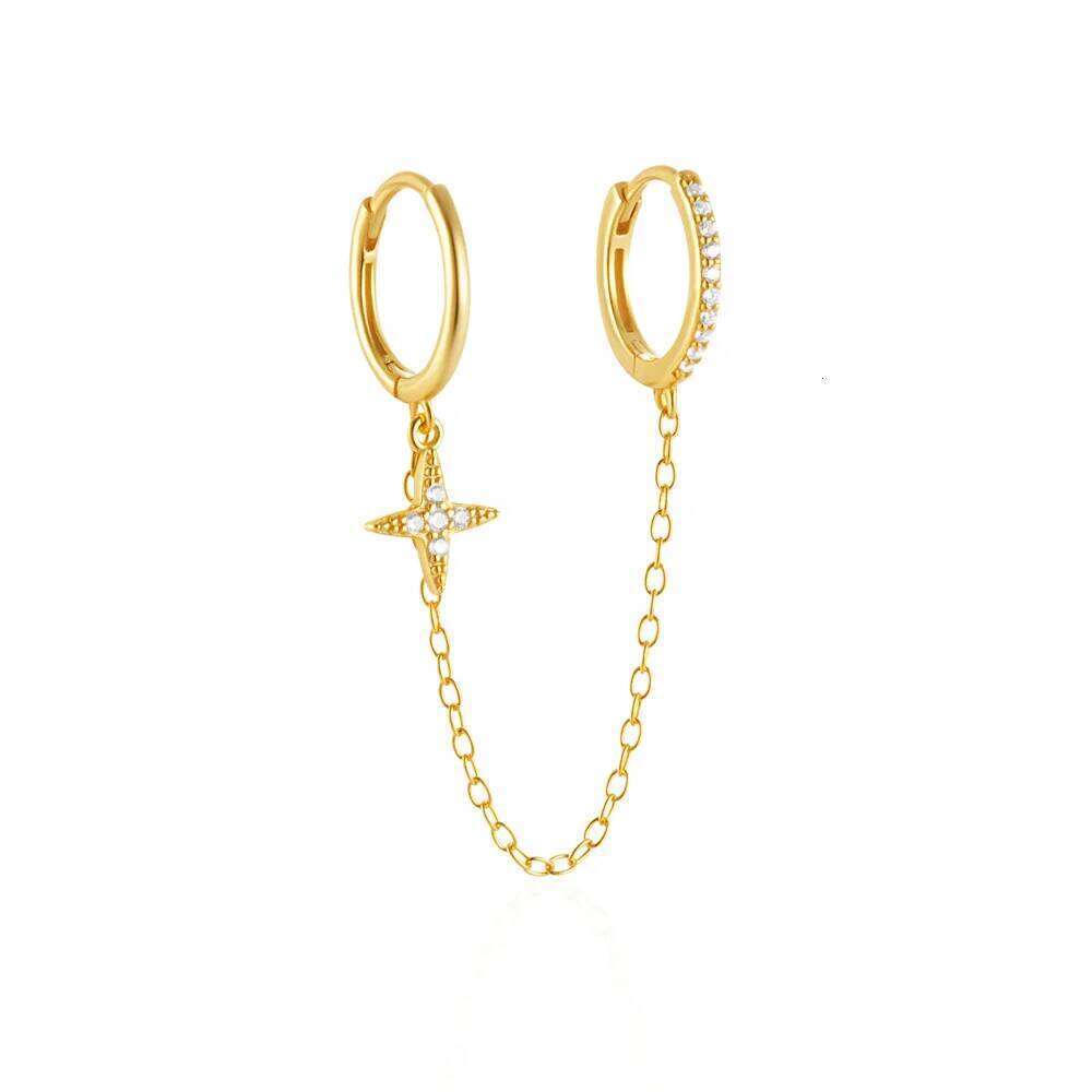 Aide 925 Sterling Silver Chain Earrings for Zirconia Hoop Stud Dangle Earring Women Vacation Party Jewelry Accessories 1pc