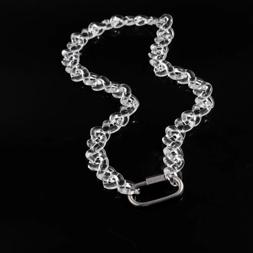 FishSheep Transparent Acrylic Infinity Chain Necklace for Man Women Punk Clear Resin Link Chain Necklace Mens Jewelry Gift 251230