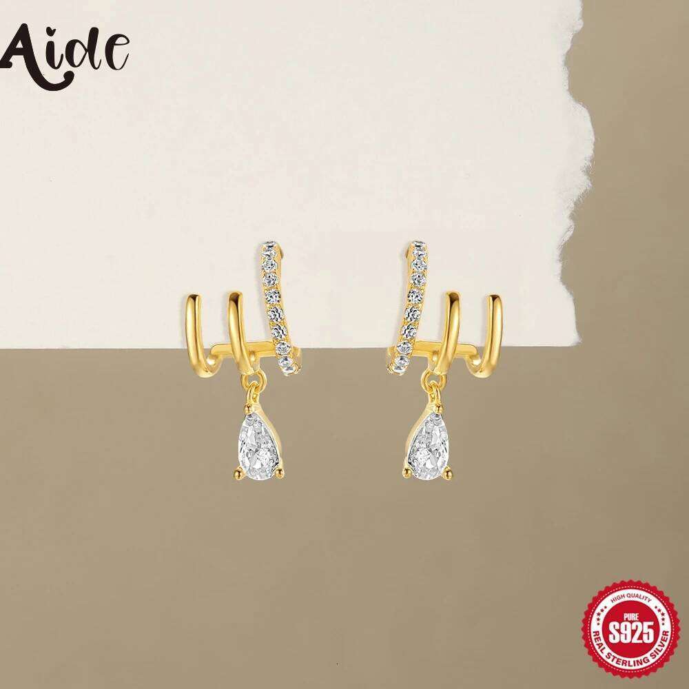 Aide 925 Sterling Silver Three Fake Items Stud Earrings Exaggerated New Design Ear Simple Women Fashion Jewelry Hiphop