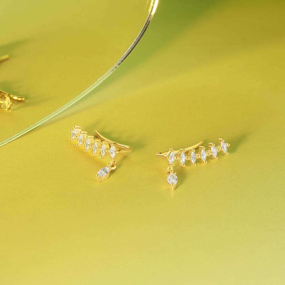 AIDE Dainty Rhombic Cubic Zirconia for Women Exquisite Climber 925 Silver Ear Earrings Newly Designed Trendy Jewelry