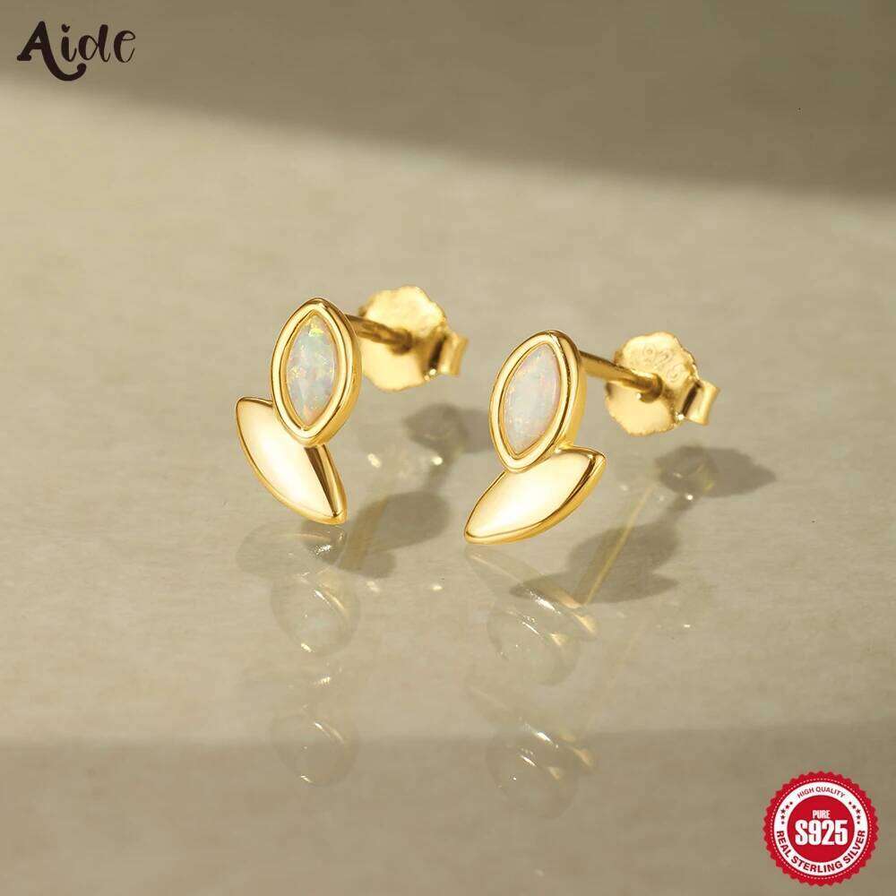 Aide 925 Sterling Silver Ear Studs Zirconia Minimalist Small Stud For Women Fashion Opal Earrings Fine Jewelry Gifts