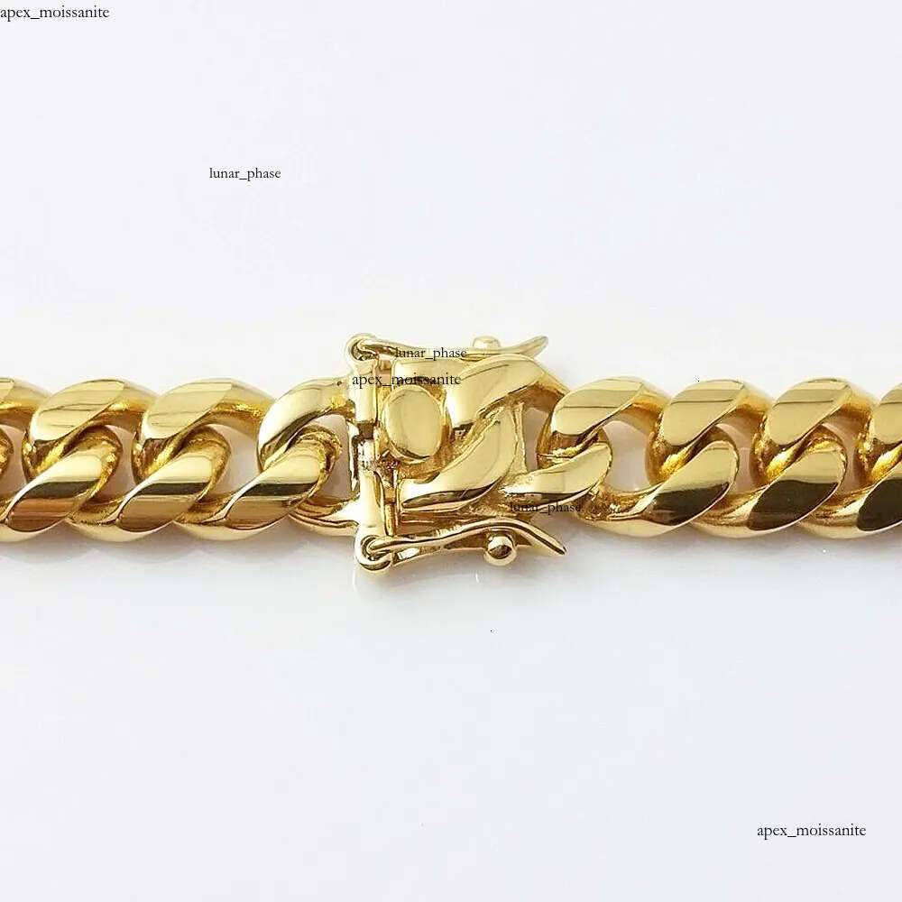 18K Gold Miami Cuban Link Chain Necklace Men Hip Hop Stainless Steel Jewelry Necklaces 4a