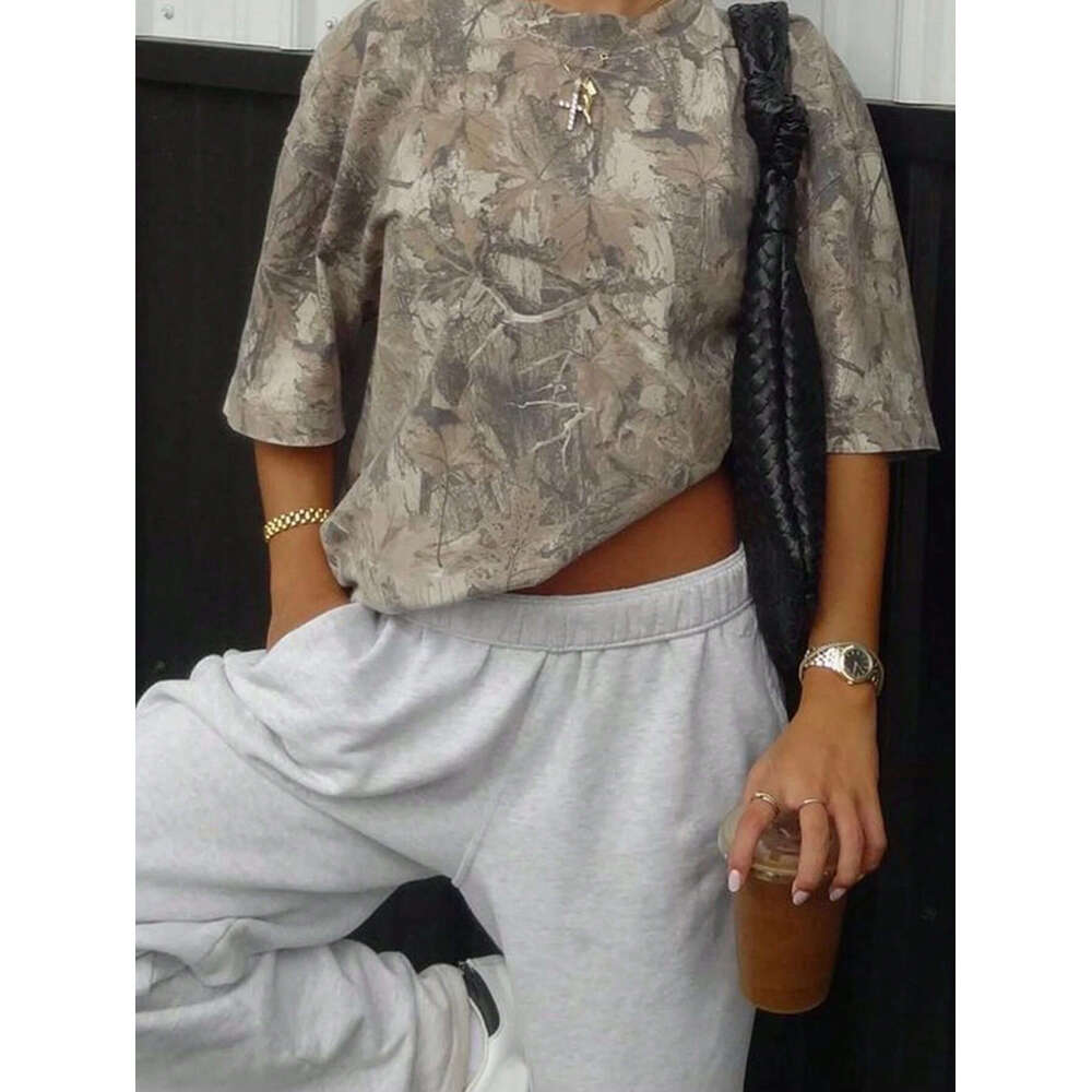 European and American Trend Round Neck Printed Short Summer Thin Trendy Brand Half Sleeve T-Shirt Loose Casual Cross-Border