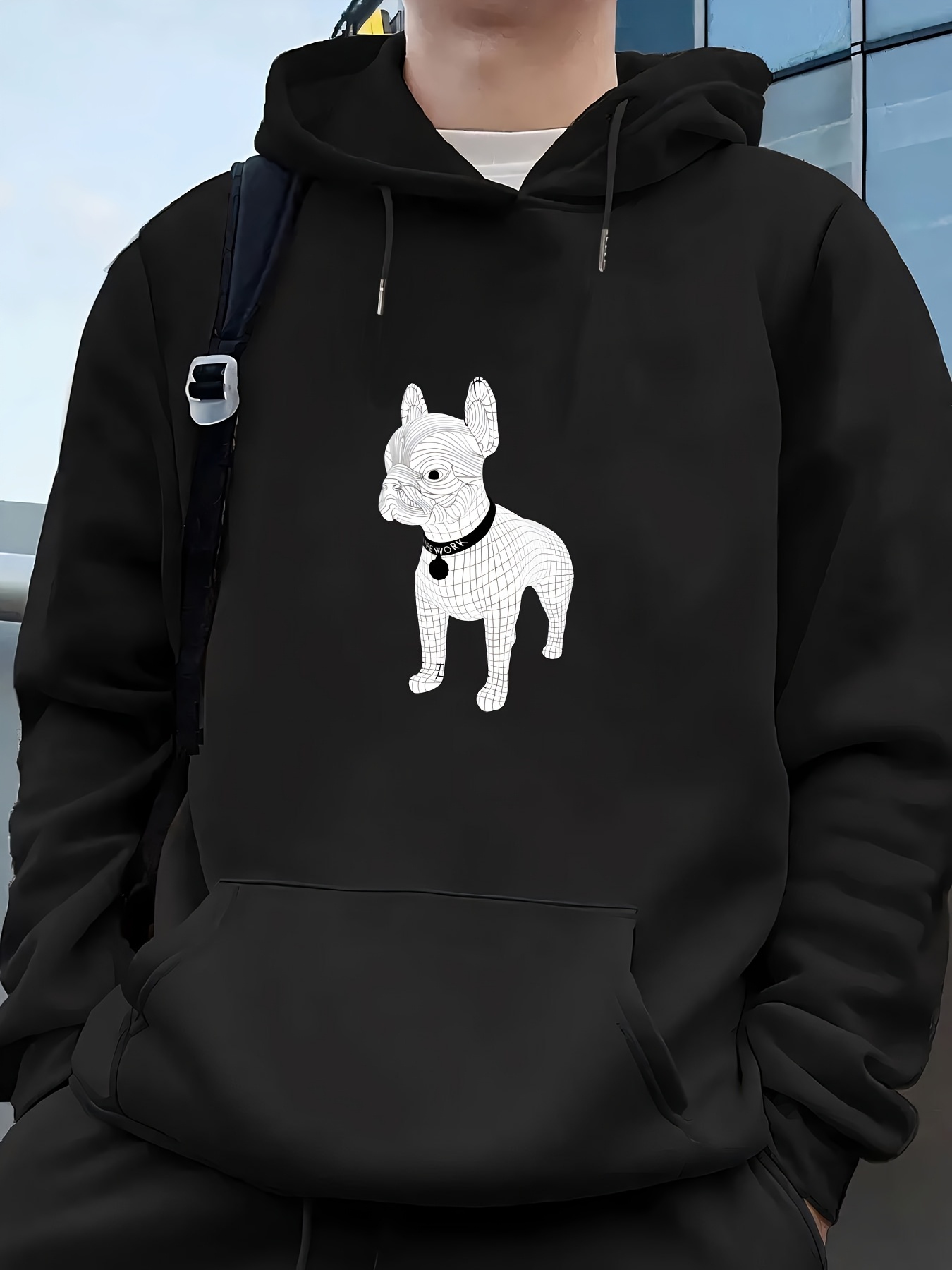 Men's Cozy & Stylish Hoodie Industrial TEC Print - Casual Long Sleeve Pullover with Kangaroo Pocket, Perfect for Fall/Winter