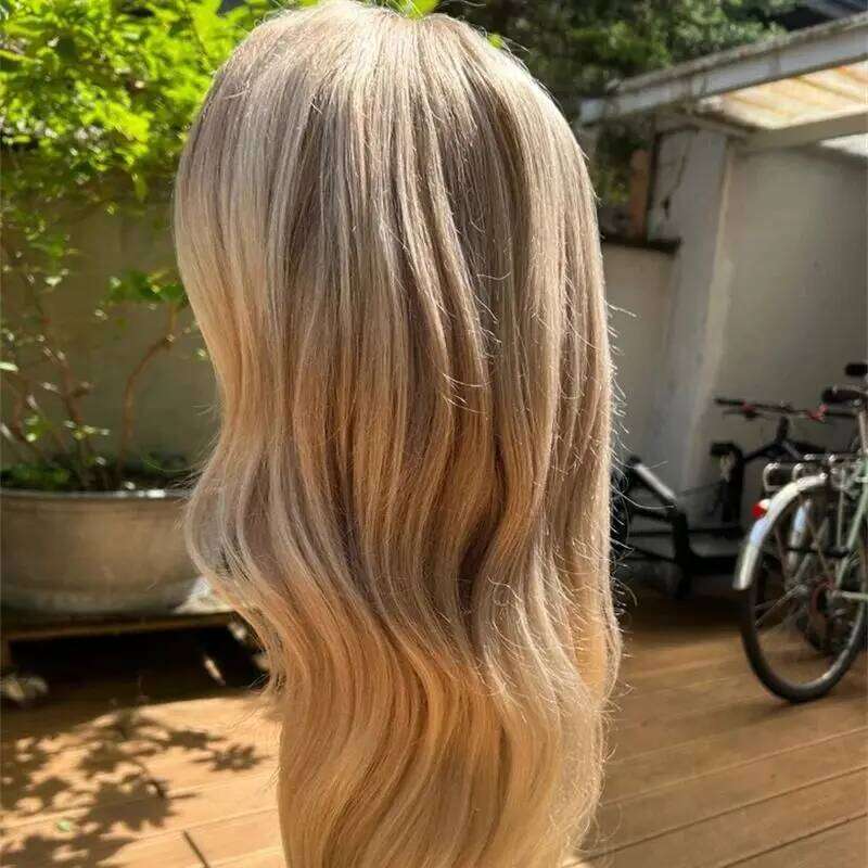 28 Inch 13x4 Ombre Golden Blonde HD Lace Front Wig Natural Hairline Middle Part Curly Heat Resistant Synthetic Fiber for Women