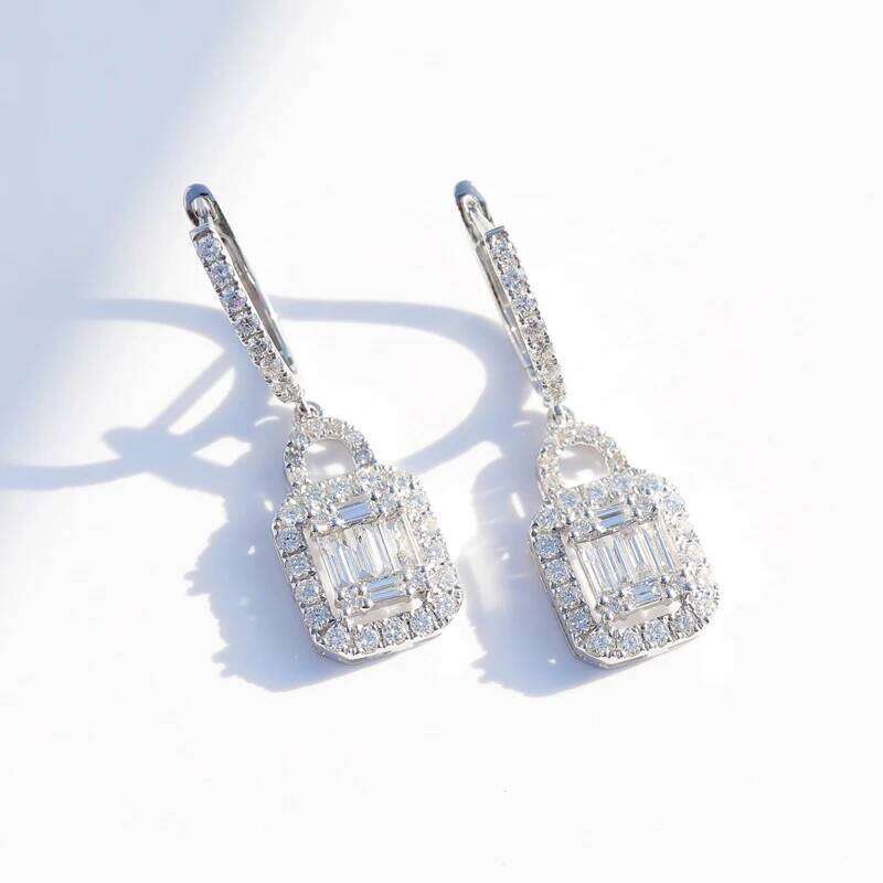 Huitan Luxury Micro Paved CZ Stone Women Drop Earring Lock Shape Pendent Wedding Marriage Bridal Earrings Trendy Jewelry Hot