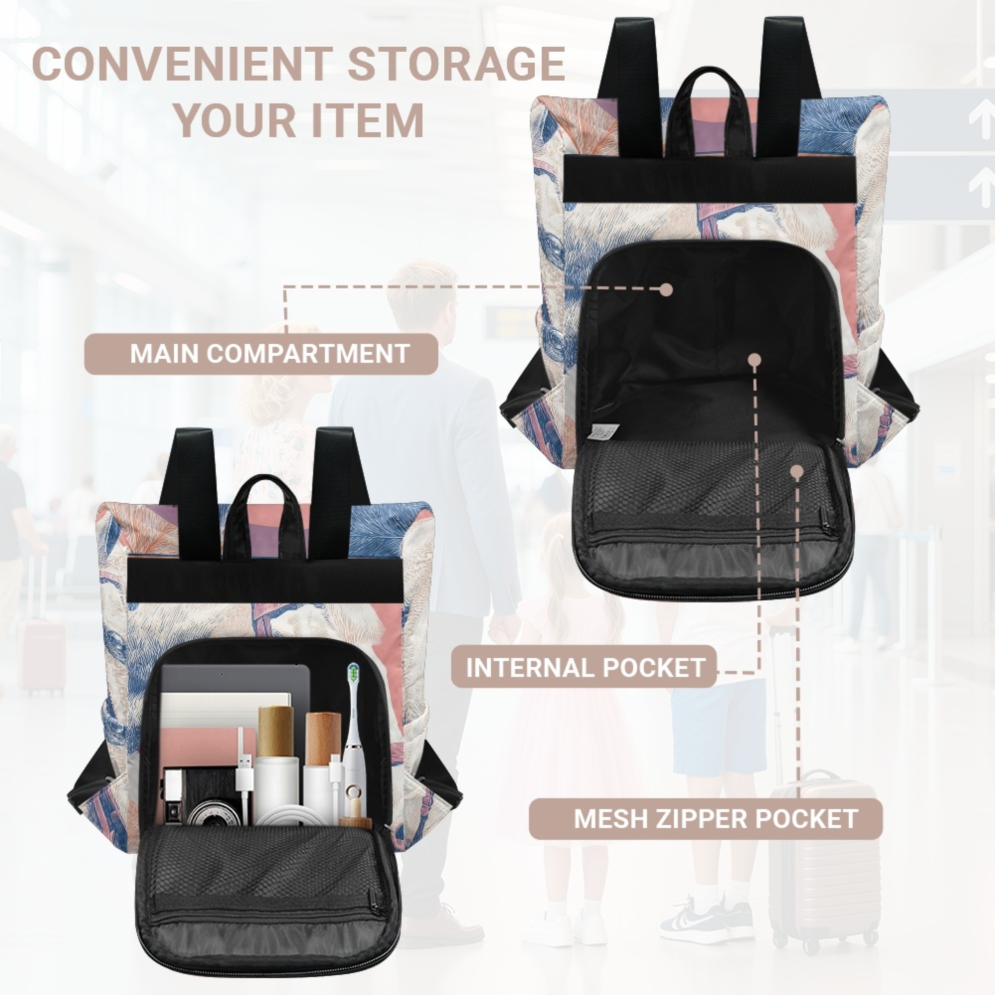 Custom H Designer Fashion Anti Theft Backpack Luxury Horse Pattern Unisex Full Print Backpack Laptop Bag Travel Bag H30