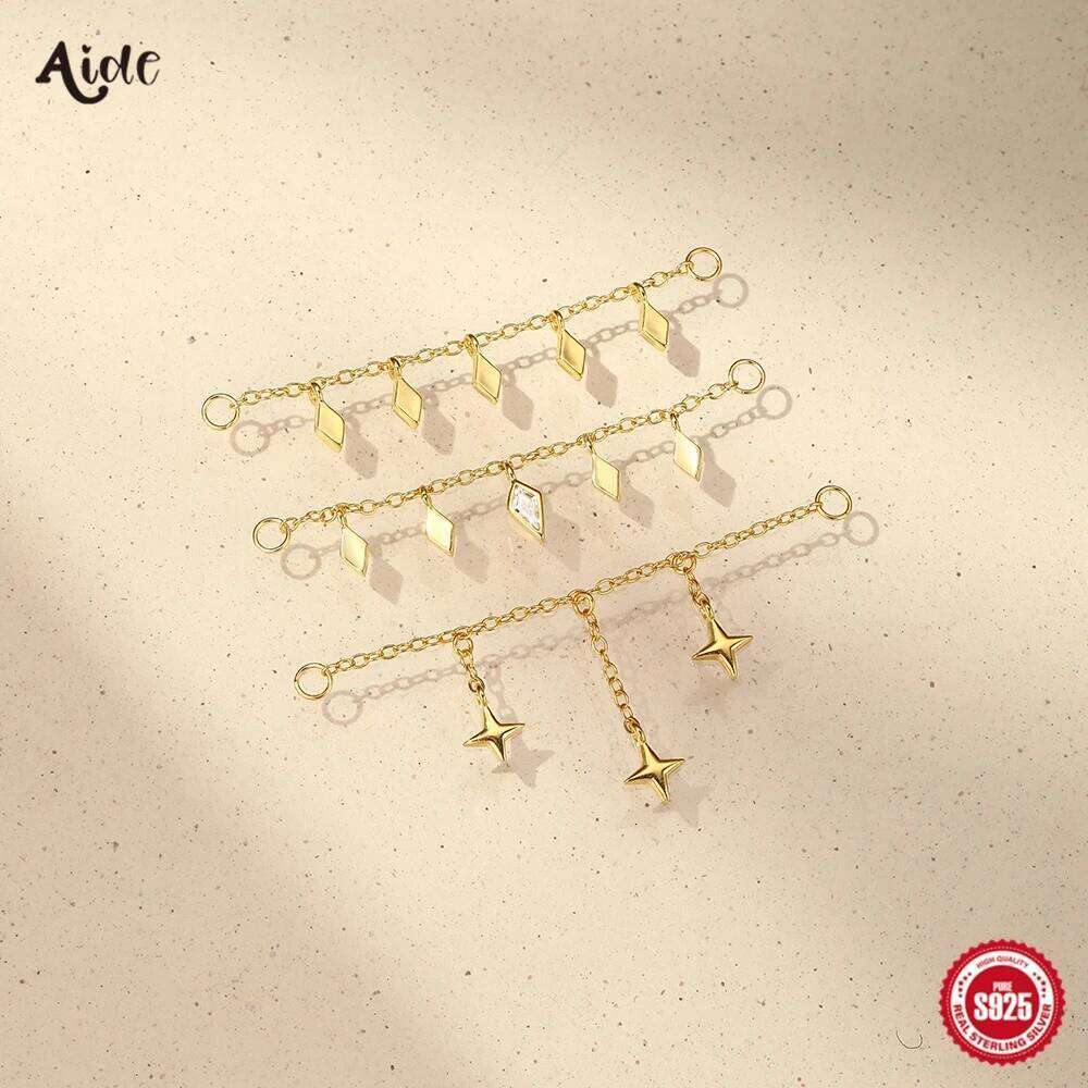 AIDE 925 Sterling Silver 1PC New Design Tassel Chain Charms Piercing Earrings For Women Simple korean Wedding Party Jewelry