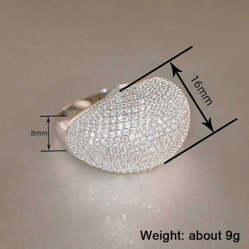 Huitan Bling Women Rings Full Paved Cubic Zirconia Sparkling Wedding Band Accessories Silver Color/Gold Color Fashion Jewelry