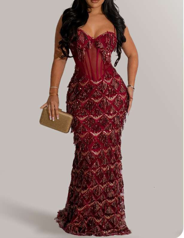 Elegant Luxury Celebrity Evening Party Dresses Women's Sequined Mesh Patchwork Bodycon Sexy Birthday Prom Vestido Party Long Dress Women S Luxury
