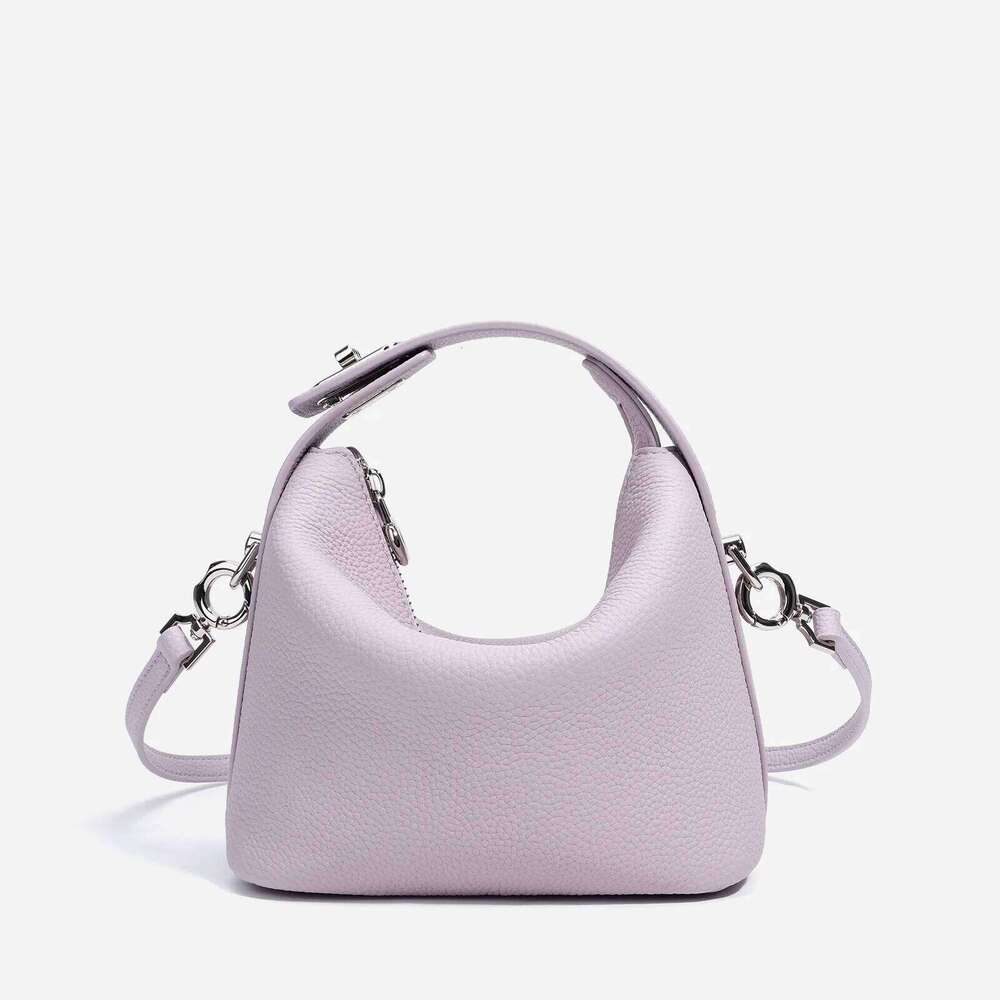 New Bento Shape Small Tote Light Purple Color Leisure Genuine Cow Leather Women Crossbody Bag High Quality Summer Purse MASA