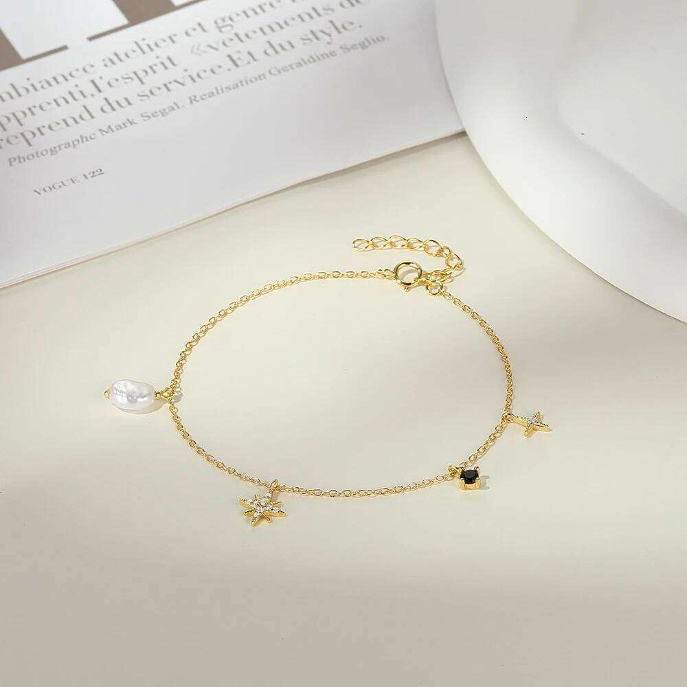 AIDE 925 Sterling Silver Beautiful Stars Bracelets For Women Korean Fashion Baroque Pearls Design Party Jewelry Holiday collars