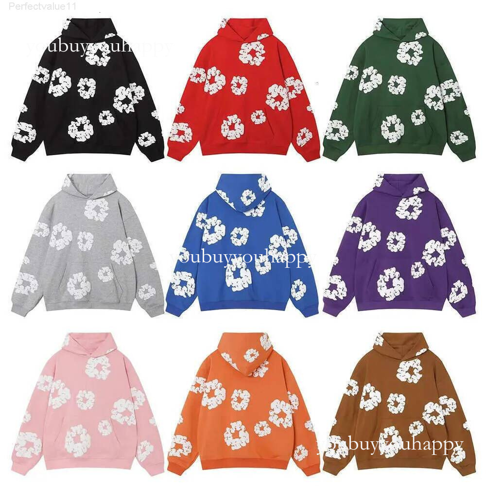 Desnim Hoodie Cotton Wreath Hoodie Pants Kapok Flower Puff Printed High Quality Casual Loose Tracksuit Vintage Denimlinesstearliness Outdoor Tearhoodie 366