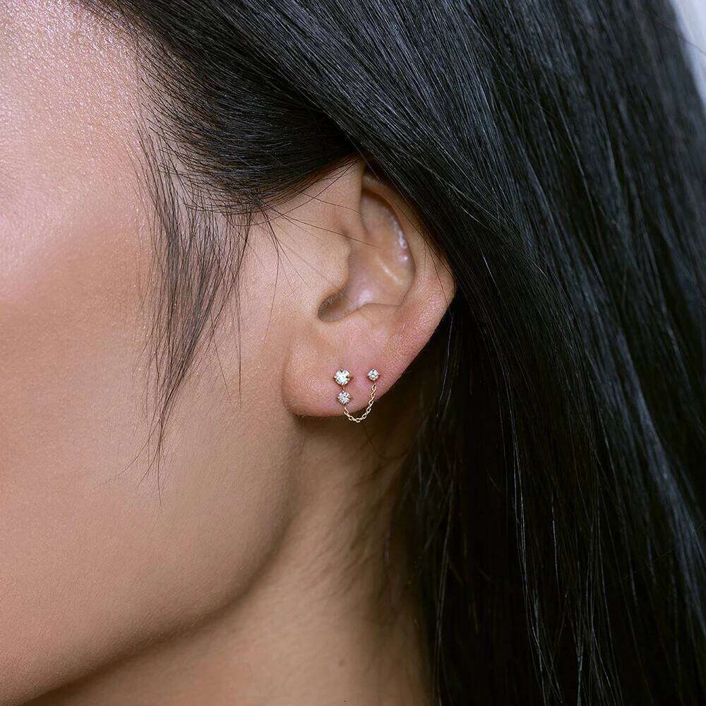 Aide Real 925 Sterling Silver Tassel Chain Minimalism Zircon Drop For Women 18K Gold Earrings Fine Jewelry Party Gift