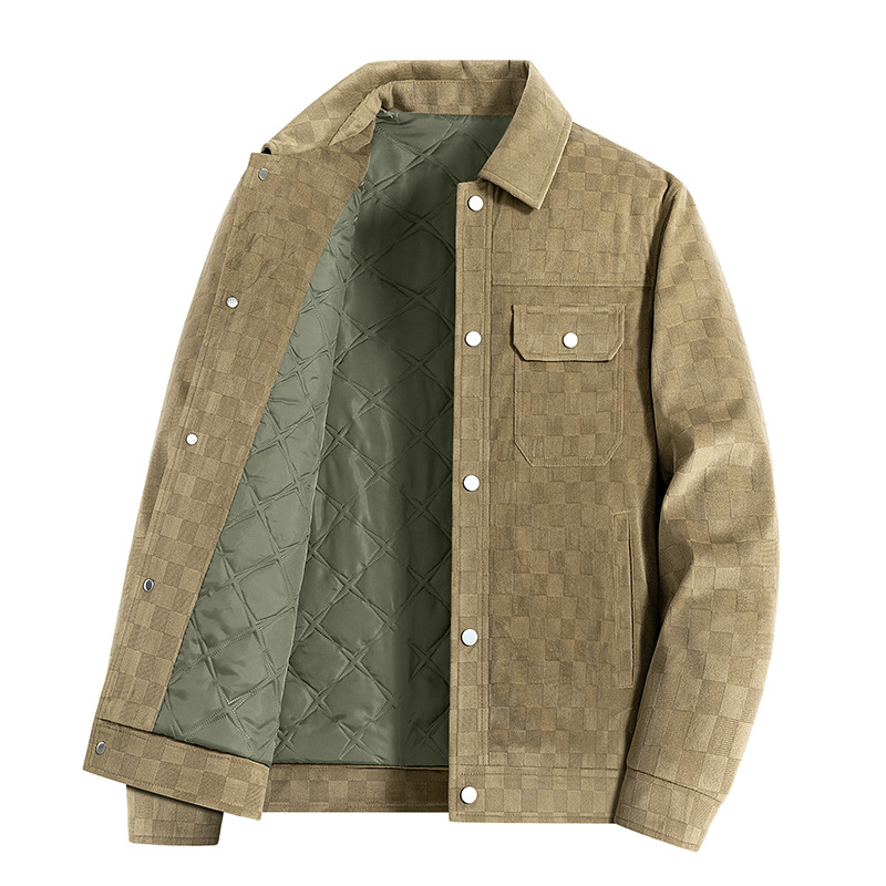 Free shipping 2026 Spring and Autumn new design men's high-quality plaid jacket business casual coat black khaki