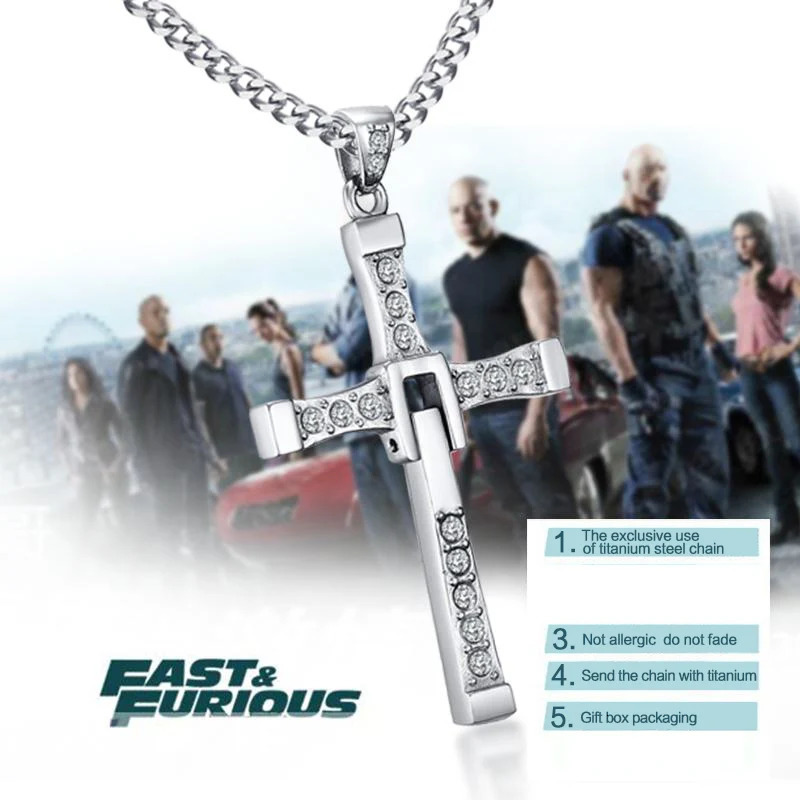 Vnox 316l Stainless Steel Cross Necklace Pendant The Fast and the Furious 8 Top Quality for Good Taste Male Gift 251230