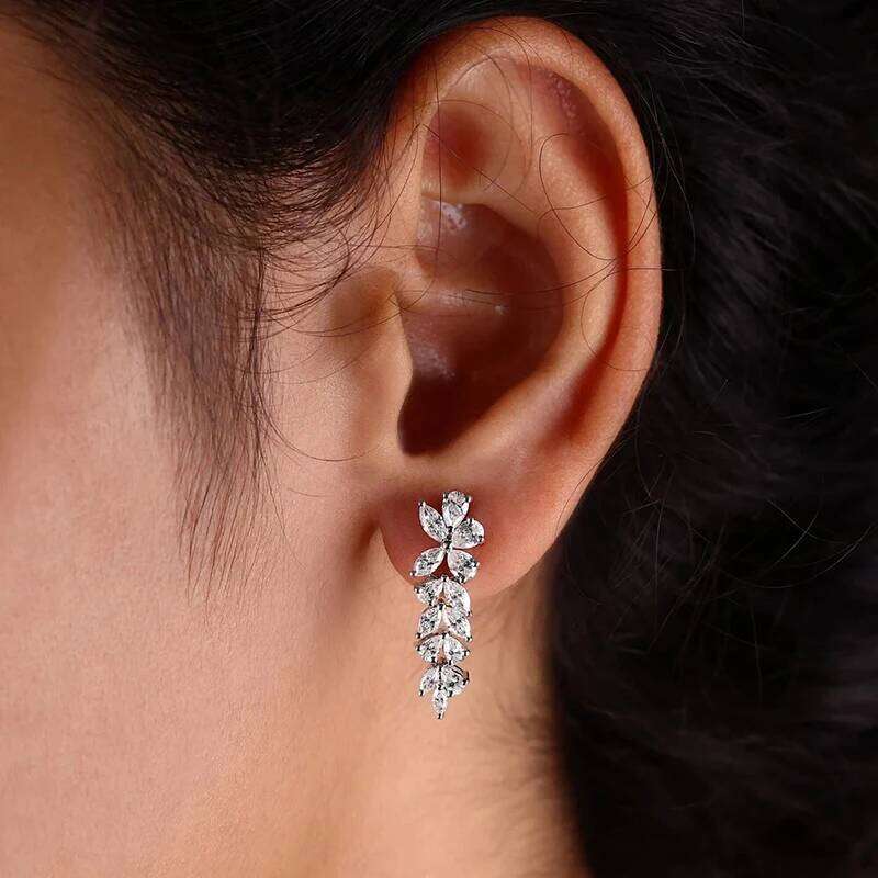 Huitan Graceful Luxury Zirconia Pendant Earrings Bridal Wedding Accessories Delicate Female Silver Color Jewelry for Engagement