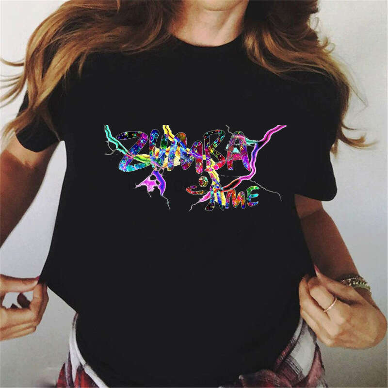 Cross-Border Hot Sale ZUMBA Zumba Dancer Printed Short Sleeve T-Shirt Women's Top