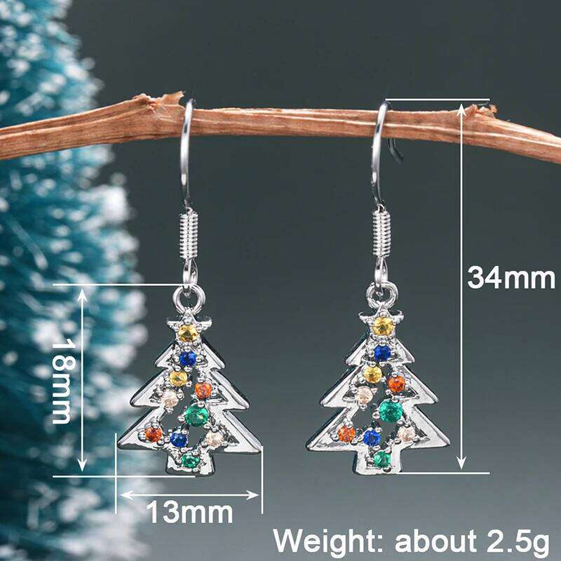 Huitan Colorful Christmas Trees Design Drop Earrings for Women New Year Party Female Accessories Girls Gift Statement Jewelry