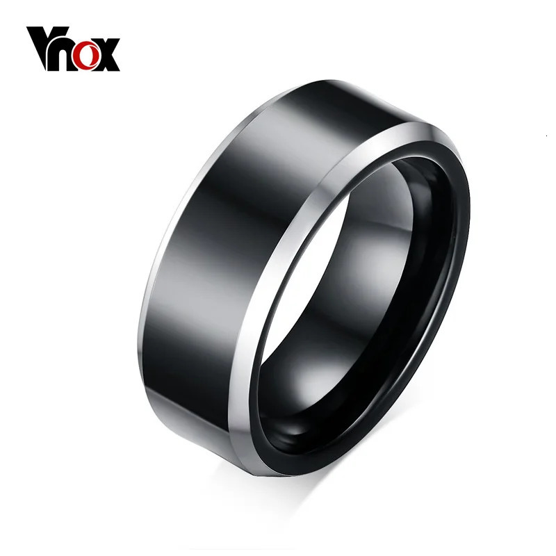 Vnox Black 8mm Real Tungsten Carbide Rings for Men Party Jewelry Simple Smooth Size 7 8 9 10 11 12 251230