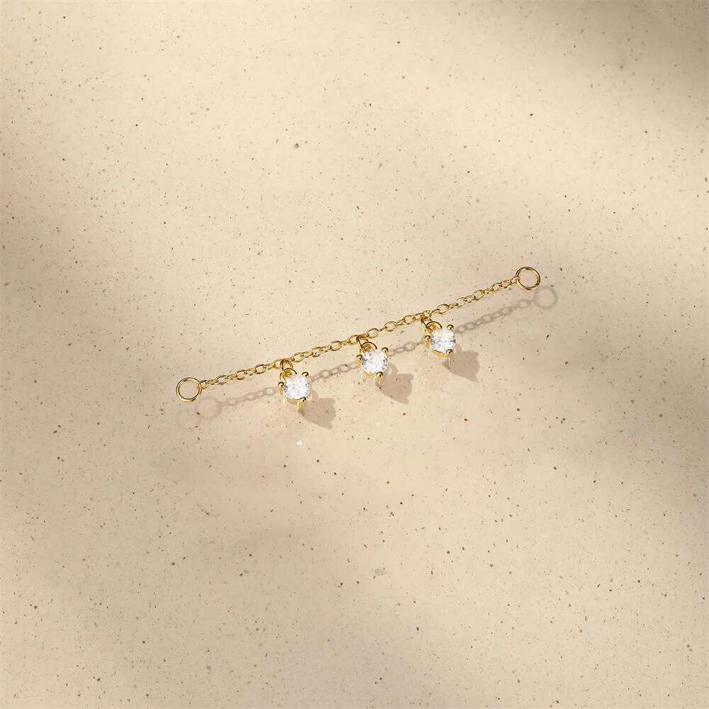Aide S925 Sterling Silver Zircon Tassel Chain DIY Jewelry Star Teardrop Dangle Piercing Accessories for Layered Ear Looks