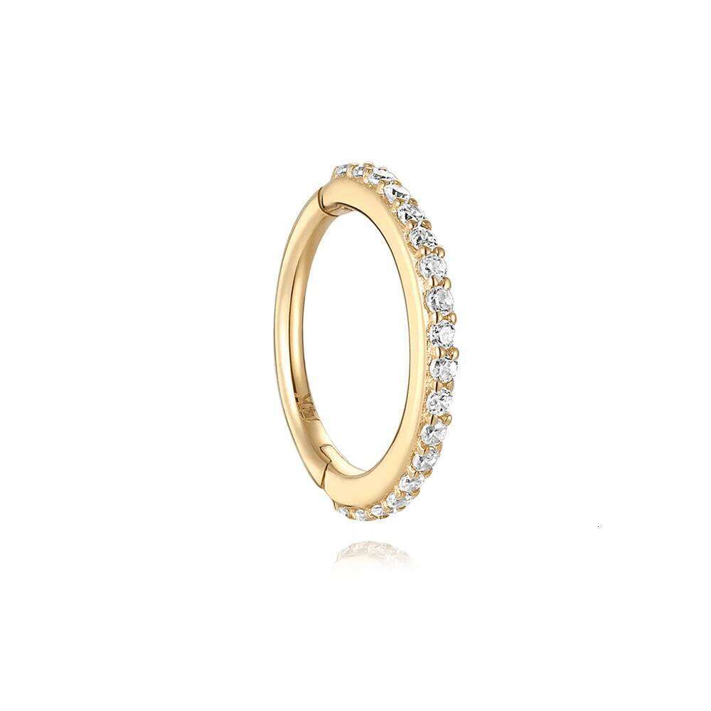 Aide 1pc Real 14K 5/6/7/8/9/10mm Hoop for Women Never Fade Gift Minimalist Earring Boho Exquisite Solid Gold Jewel