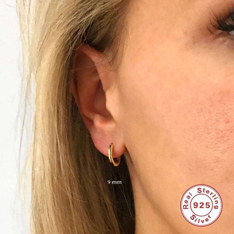 Aide 925 Sterling Silver Rose Gold Small Hoop Earrings For Women Girls Wedding Engagement Party Gift Smooth Ear Bone Buckle