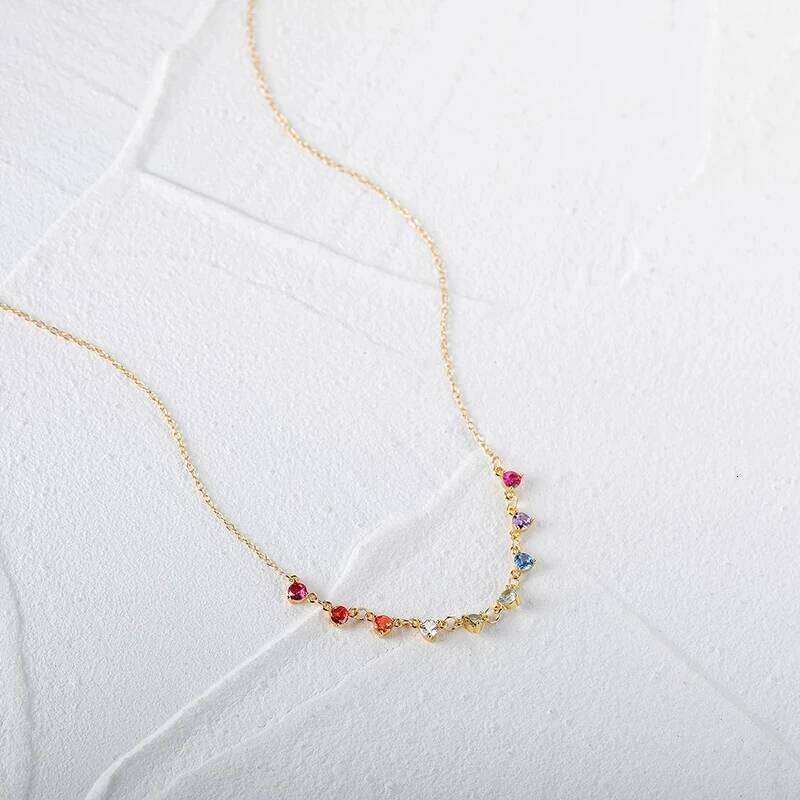 Aide 925 Sterling Silver Bohemian Colorful Crystal Stone Choker Necklace for Women Gold Chain Charm Handmade Jewelry Collars