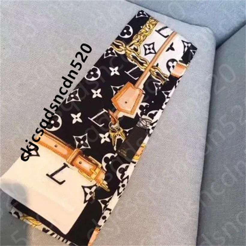 Fashion scarf luxury scarf monogram print floral imitation silk scarf headband Women Girls Fashion long-handle bag scarf Paris Shoulder Tote luggage silk head bag
