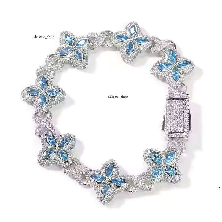 VVS Moissanite Hot Sale Multi-Color Options Infinity Chain Green Blue Black Gemstone Trendy Clover Flower Summer Boutique Jewelry Unisex Necklace