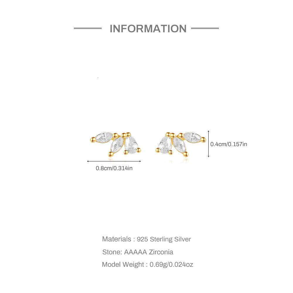 AIDE 925 Sterling Silver Horse Eye Zircon Tassel For Women Double Studs 18K Gold Color Earrings Jewelry Pendientes