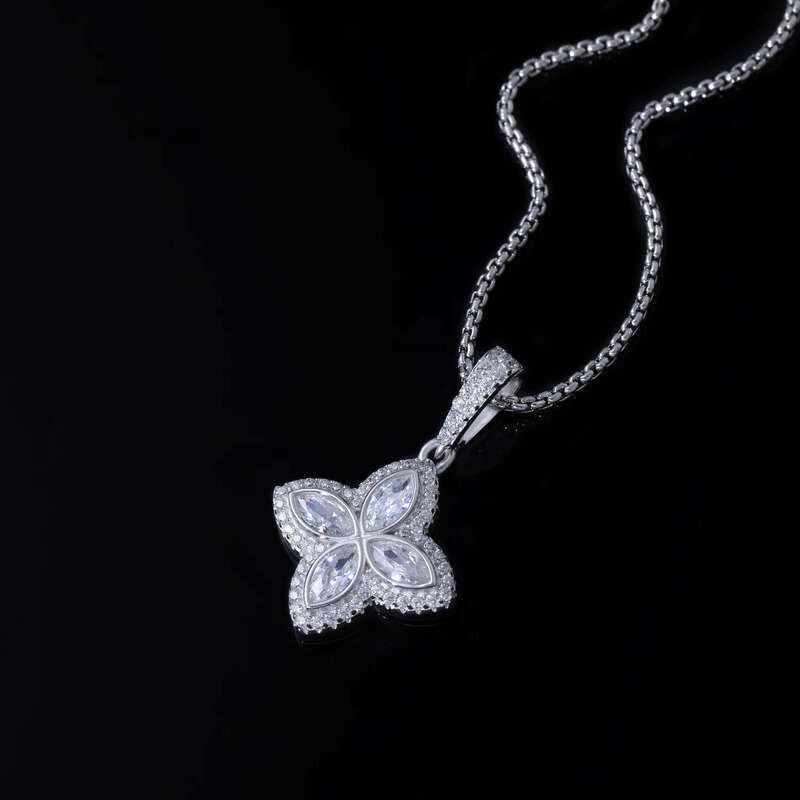 Artistic Jewelry Wholesale Fashion Classic Style Water Drop Shape VVS Moissanite Pure Silver Clover Pendant Gift - view 3